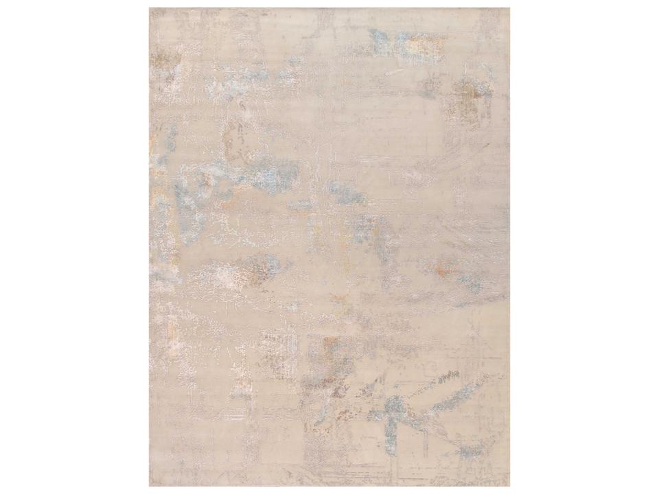 Modern Abstract Hand-Knotted Silk and Wool Area Rug