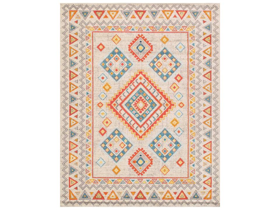 Aldora 2x3 Polypropylene Power Loomed Area Rug with Bordered Geometric Pattern in Beige