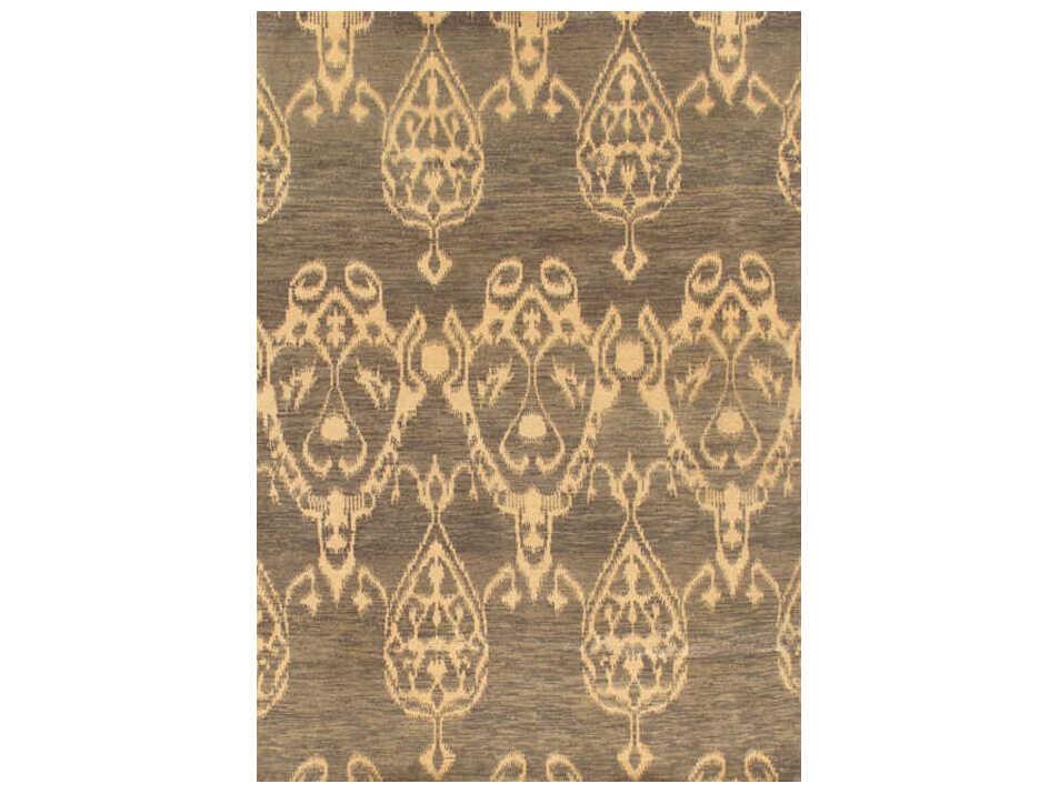 Ikat Hand-Knotted Wool Area Rug 4x6 ft Rectangular