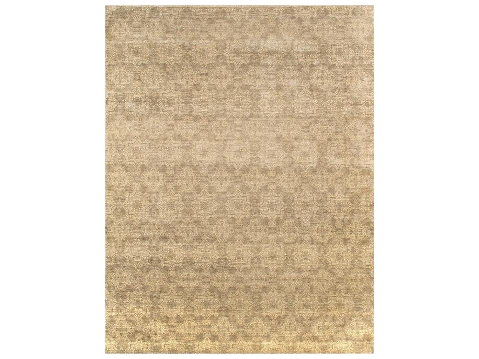 Modern Floral Hand-Knotted Lamb's Wool Area Rug in Ivory