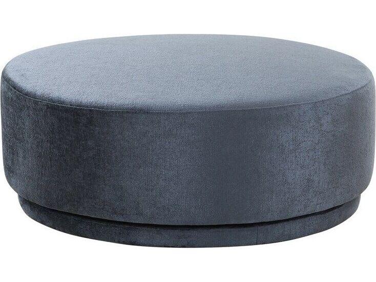 Noho Cielo Blue Upholstered Swivel Ottoman