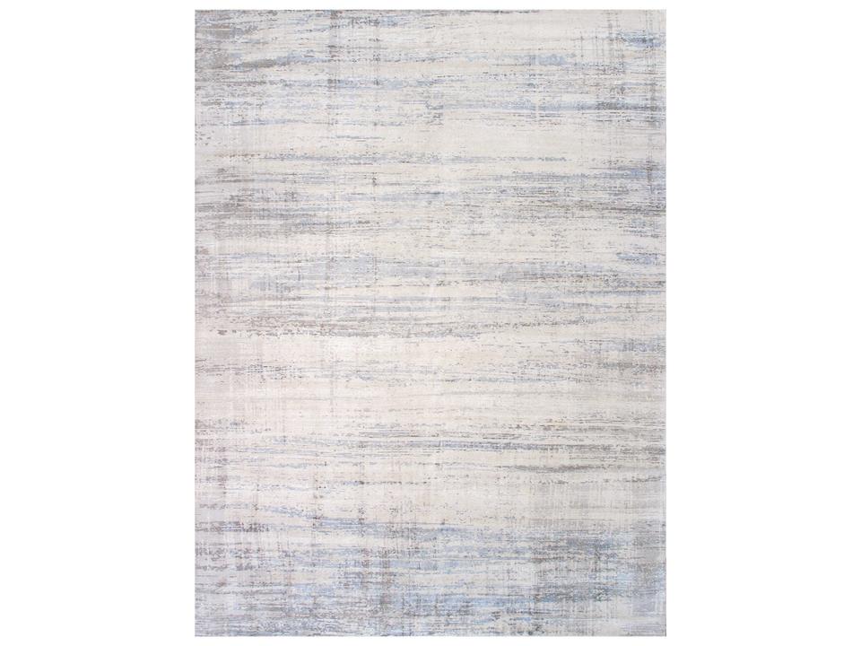 Modern Abstract Area Rug Hand-loomed Bamboo Silk and Wool