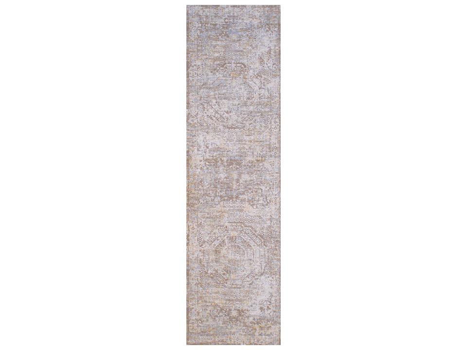 Mona Mamluk Bordered Runner Area Rug in Cream and Taupe