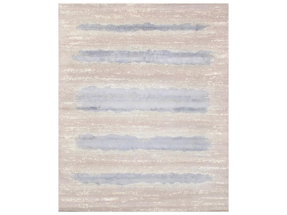 Modern Collection Hand-Knotted Abstract Silk and Wool Area Rug