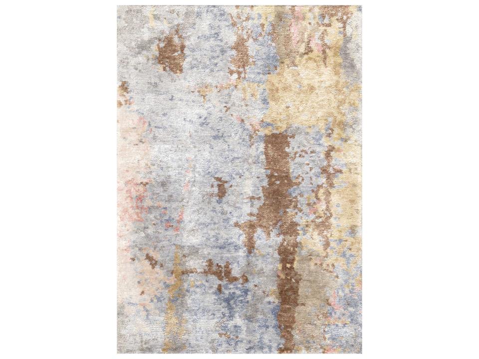 Modern Abstract Hand-Knotted Silk and Wool Area Rug