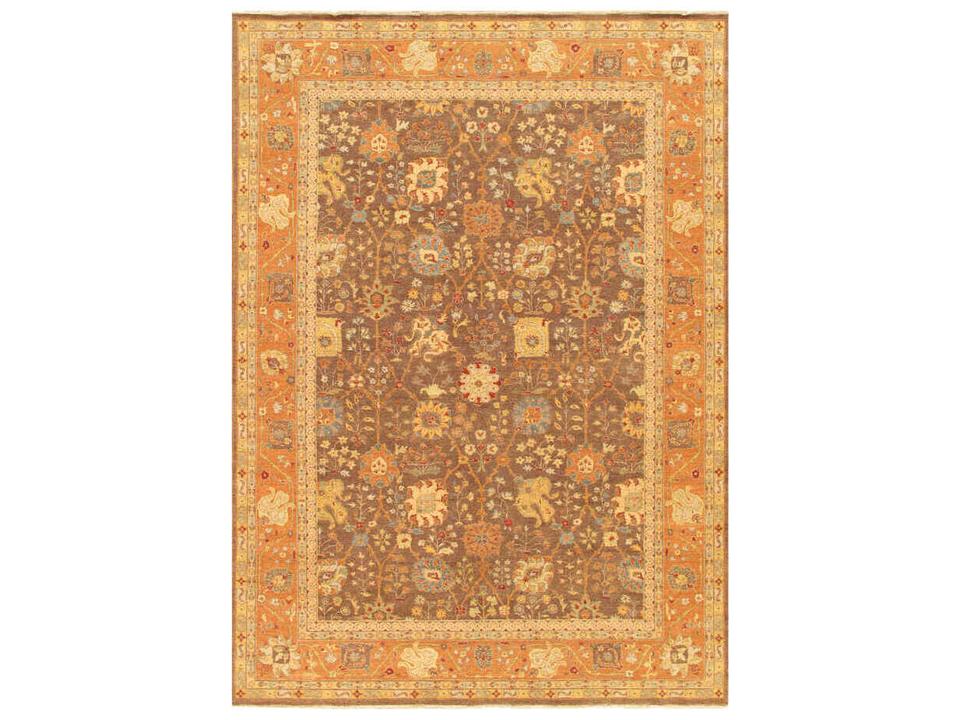 Baku Bordered 10x14 Hand-Knotted Silk and Wool Area Rug