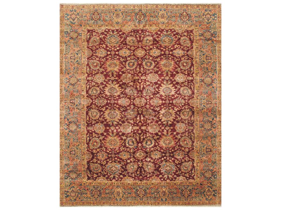 Agra Crown Jewel Hand-Knotted Lamb's Wool Bordered Area Rug