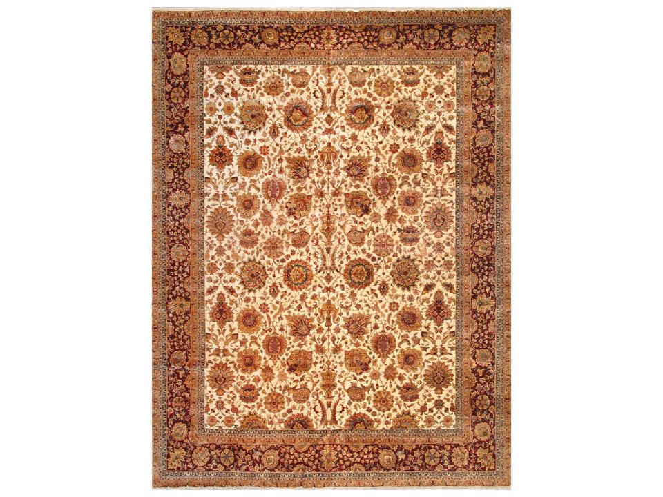 Crown Jewel Agra Hand-Knotted Lamb's Wool Bordered Area Rug