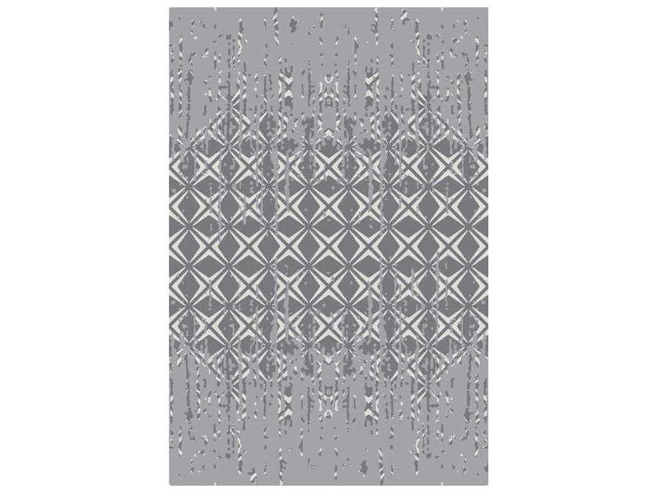 Transitional Geometric Area Rug in Grey Silver