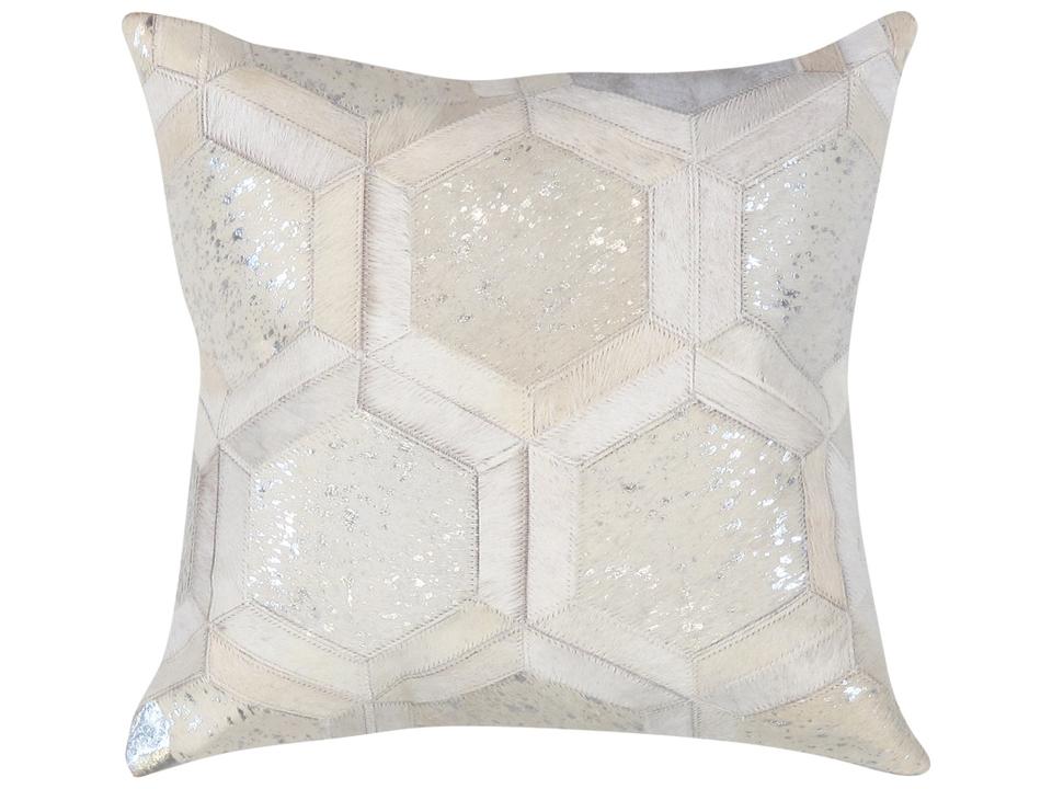 Safari Hand-Stitched Silver Cowhide Pillow