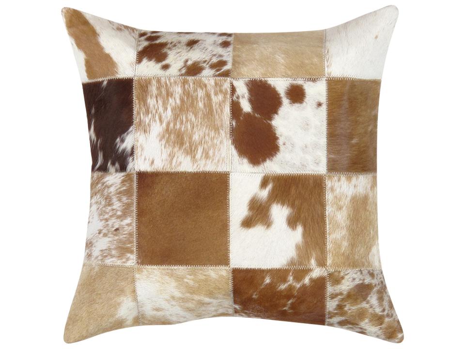 Safari Checkered Cowhide Throw Pillow
