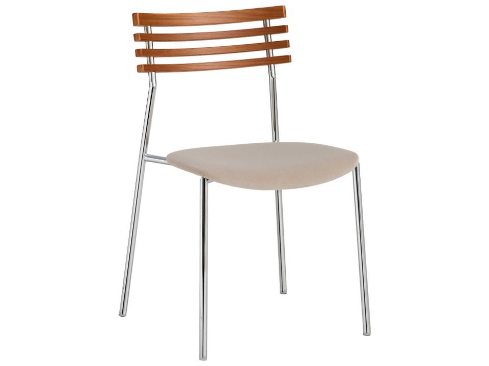 Osaka Saga Beech Wood Beige Upholstered Armless Dining Chair Set of 2