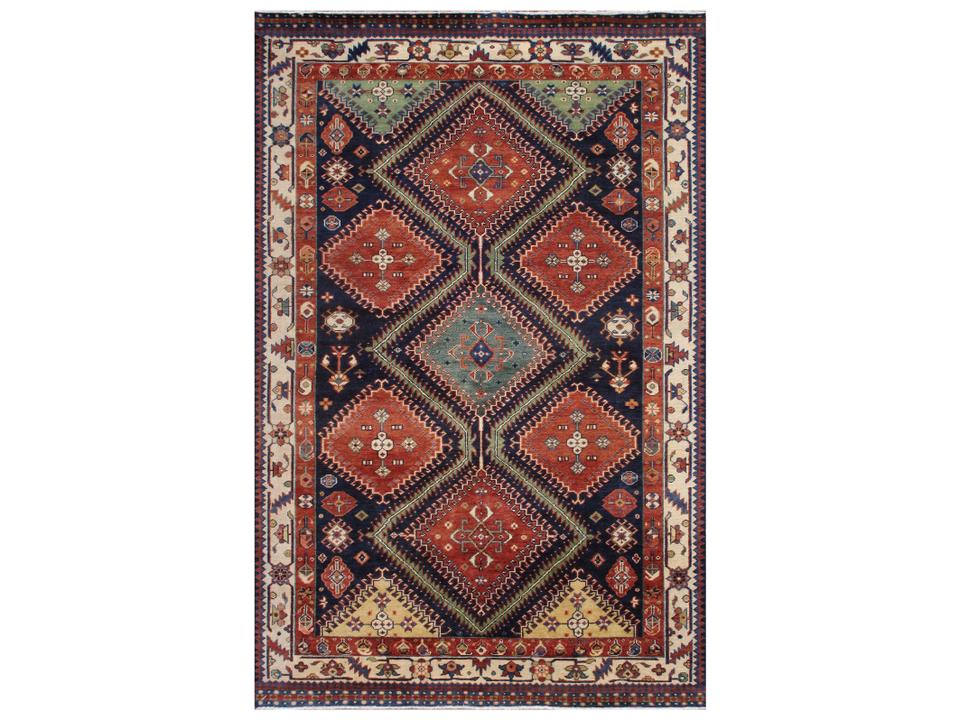 Kazak Bordered Area Rug