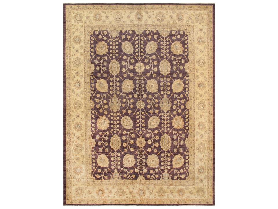 Denver Hand-Knotted Bordered Area Rug in Grey Lamb's Wool