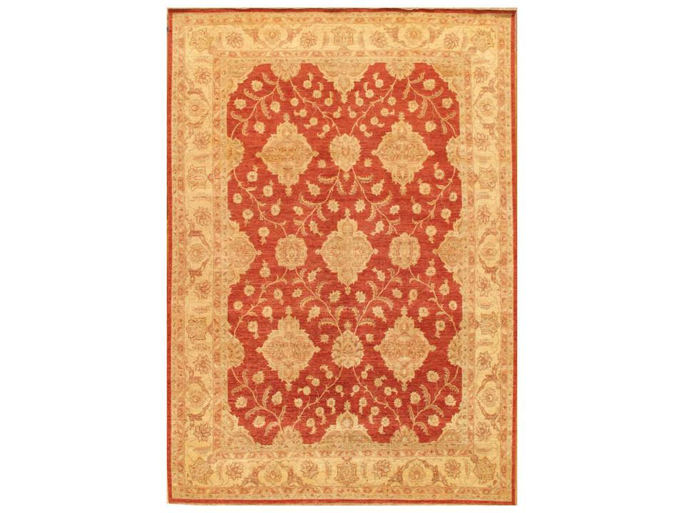 Denver Bordered Area Rug 10x14 Rust and Beige
