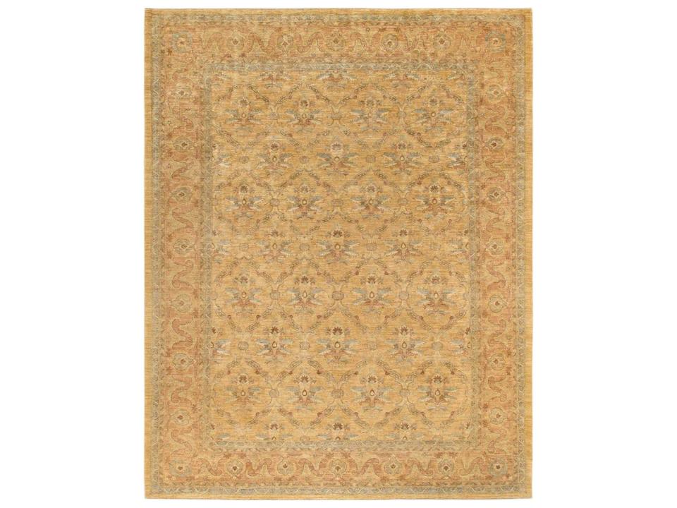 Denver Hand-Knotted Wool Area Rug Gold Bordered Design