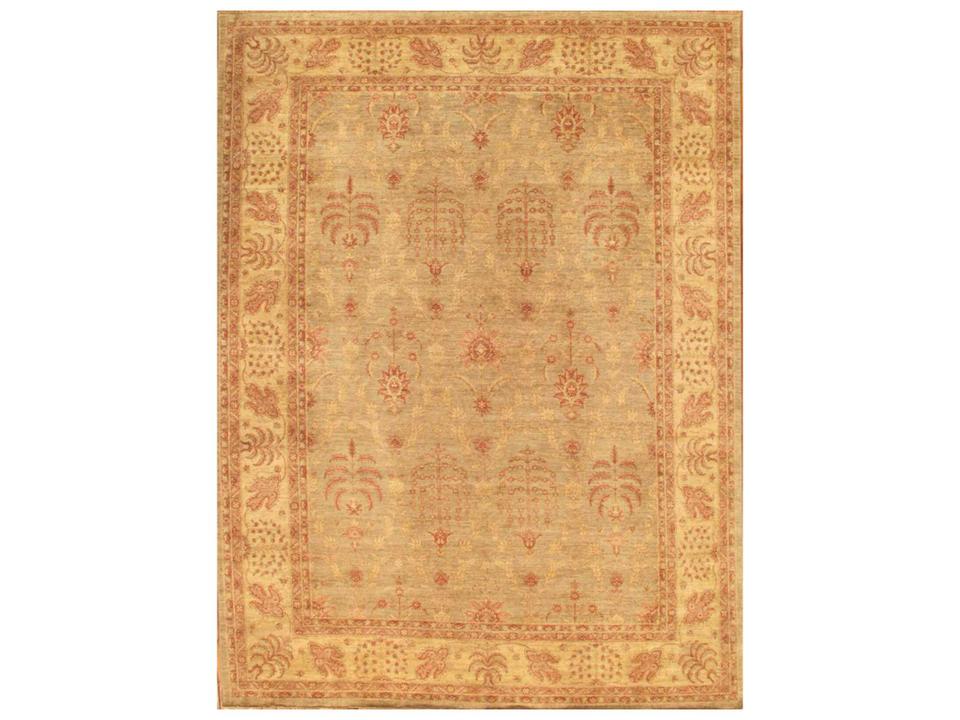 Denver Hand-Knotted Lamb's Wool Bordered Area Rug in Light Blue 10x14