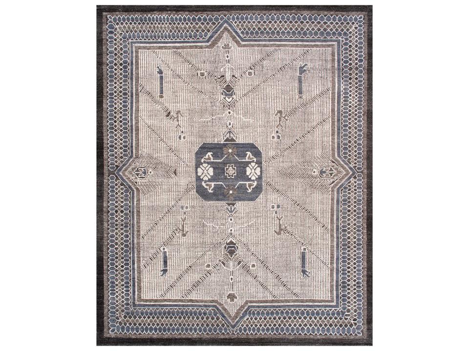 Khotan 9x12 Foot Hand-Knotted Wool Bordered Area Rug