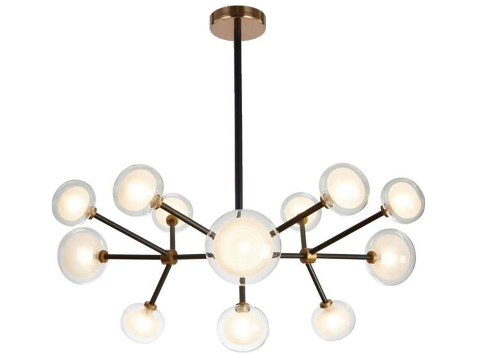 12-Light Bliss Enzo Sputnik Chandelier in Black with Brushed Bronze Accents