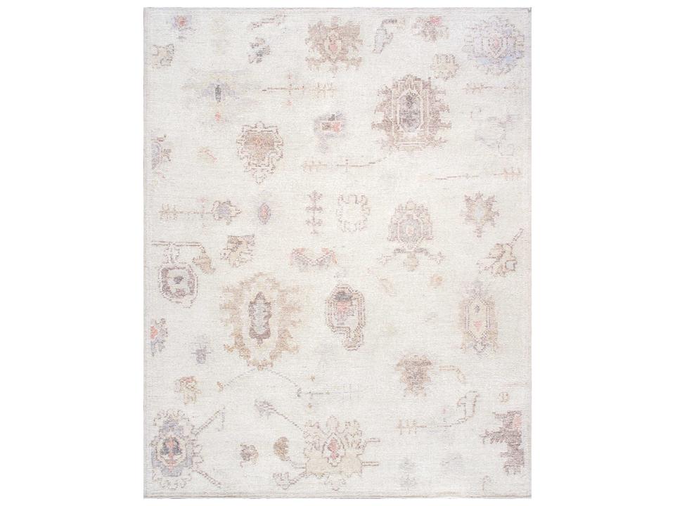 Oushak Floral Hand-Knotted Wool Area Rug in Beige