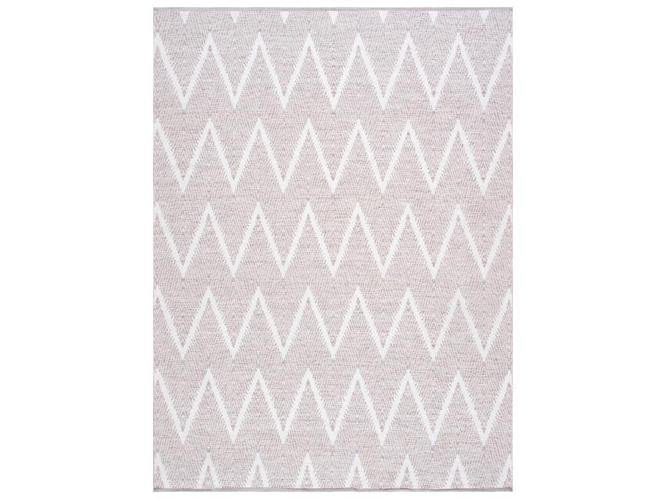 Simplicity Chevron Handwoven Cotton Area Rug in Beige and Ivory