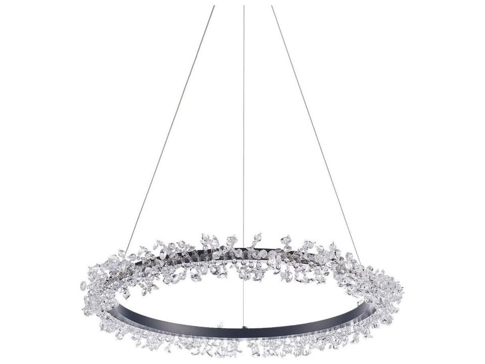 Bliss Claire 1-Light Silver Black Round Chandelier with Lucite Droplets