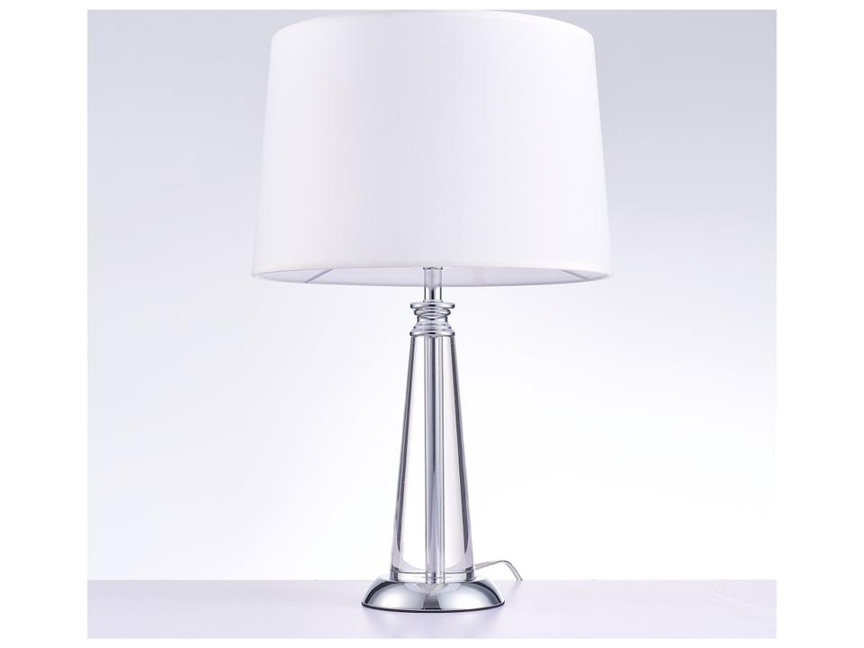 Regal Canova Silver Clear Table Lamp with White Fabric Shade