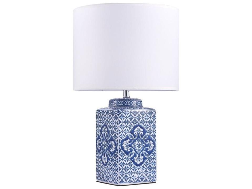 Regal Margaret Ivory Blue Table Lamp with Fabric Shade