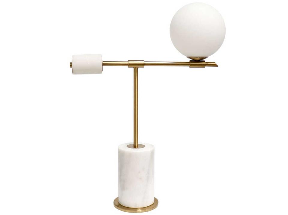 Bianca Modern White Gold Buffet Lamp with Frosted Globe