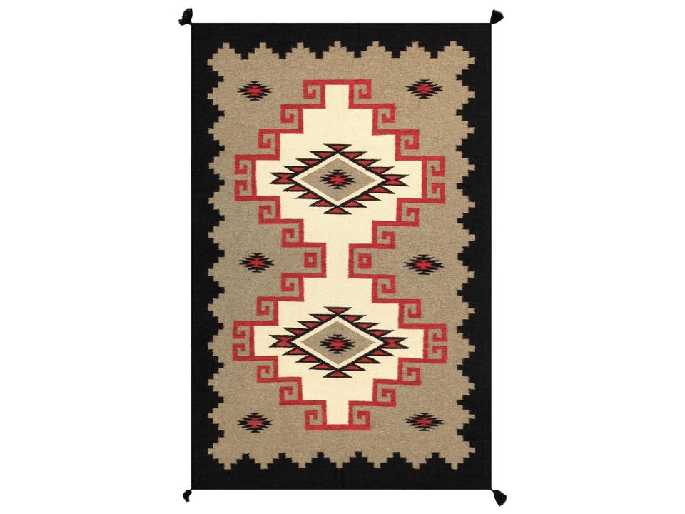 Tuscany Flatweave Southwestern Area Rug in Mocha Black Red White
