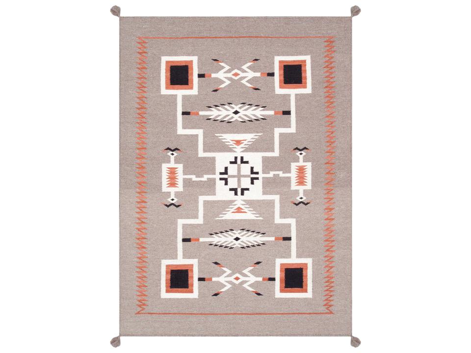 Tuscany Flatweave Southwestern Wool Area Rug in Mocha