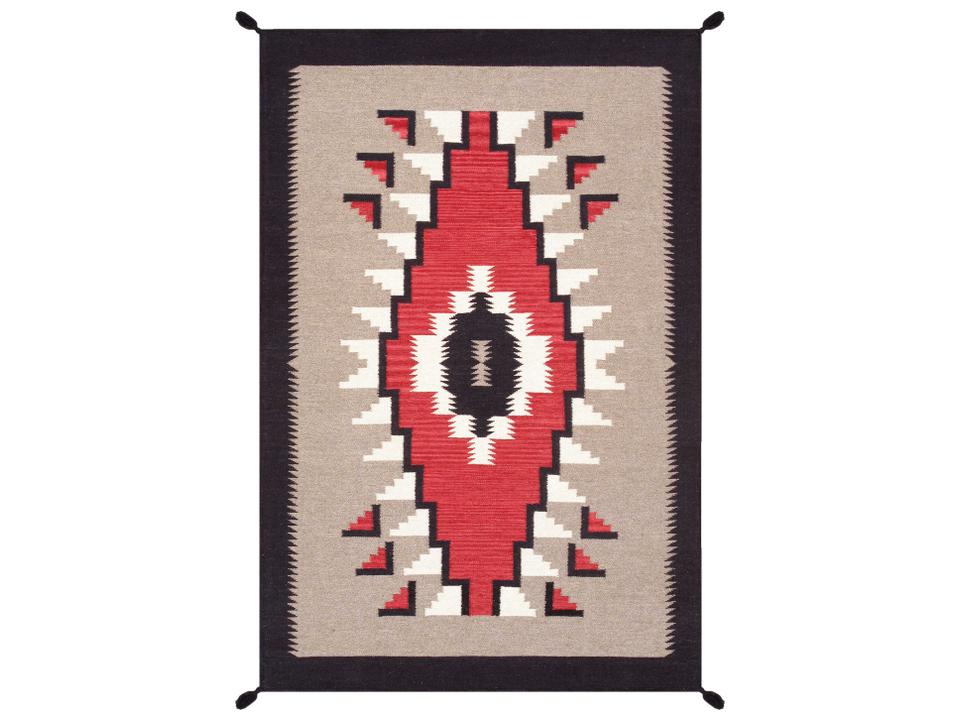 Tuscany Flatweave Wool Area Rug with Southwestern Geometric Pattern 4x6