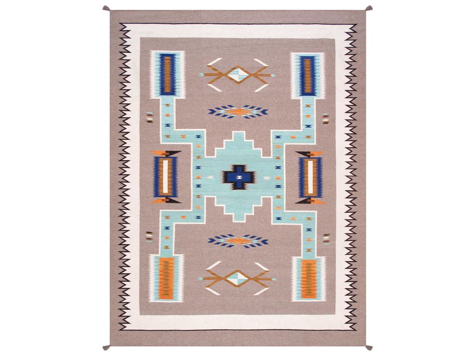 Tuscany Flatweave Southwestern Area Rug in Mocha and Ivory