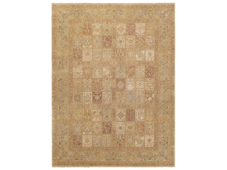 Baku Bordered Hand-Knotted Area Rug in Multi and Beige