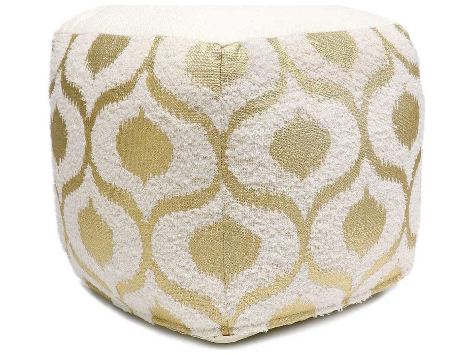 Grand Canyon Upholstered Pouf Ivory Gold