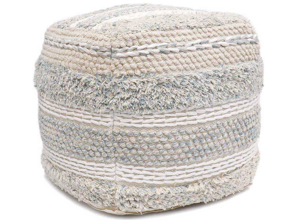 Grand Canyon Upholstered Pouf in Beige Aqua Blue
