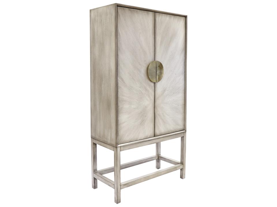 Calypso Oliver Grey Gold Bar Cabinet with Two Doors
