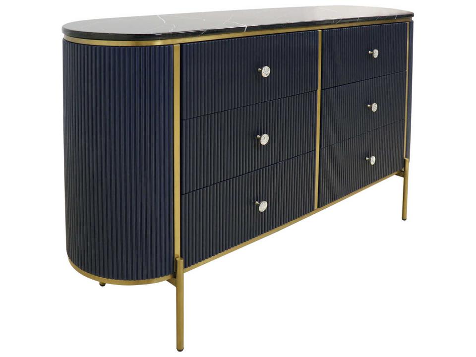 Calypso Theodore 59-Inch Navy Gold Sideboard with Marble Top