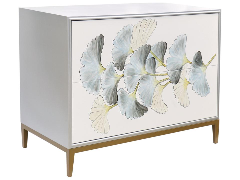 Pearl Annabelle 2-Drawer Nightstand White with Gold Accents