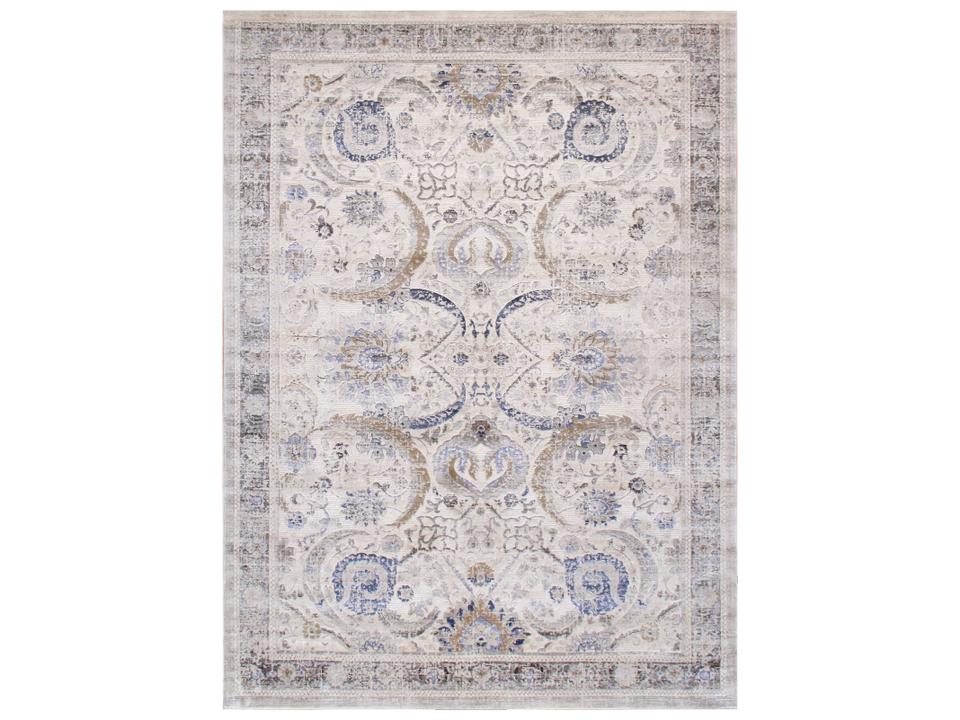 Amadeus Power-Loomed Bordered Runner Area Rug in Ivory Beige