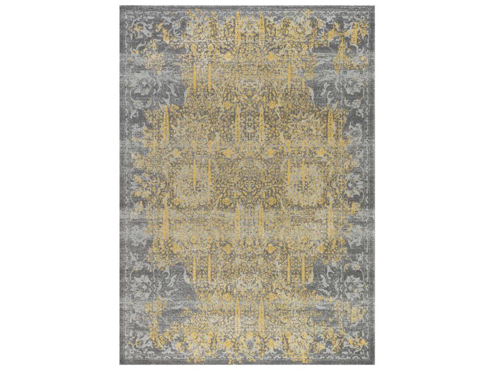 Chelsea Floral Power-Loomed Area Rug 5x8 in Grey and Ivory
