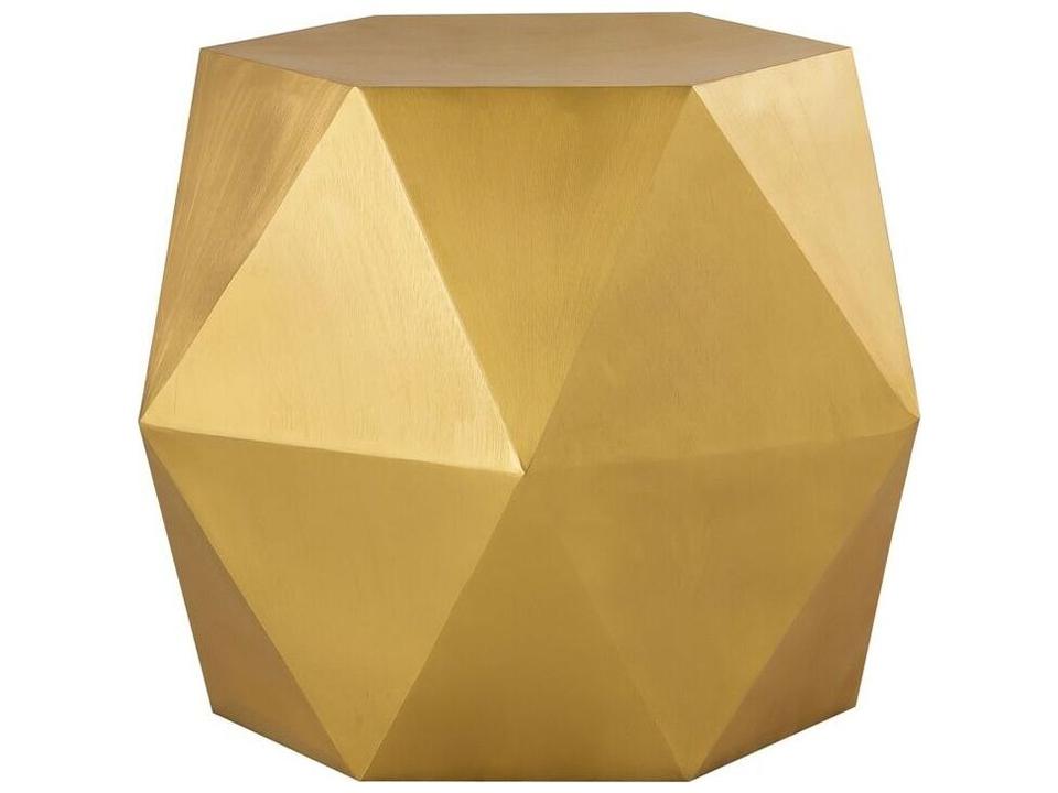Byzantine Lexi Hexagon Metal End Table in Brushed Brass