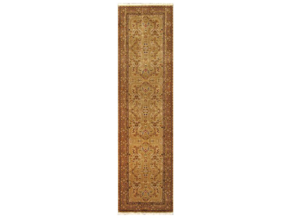 Baku Bordered Hand-Knotted Wool and Silk Runner Rug