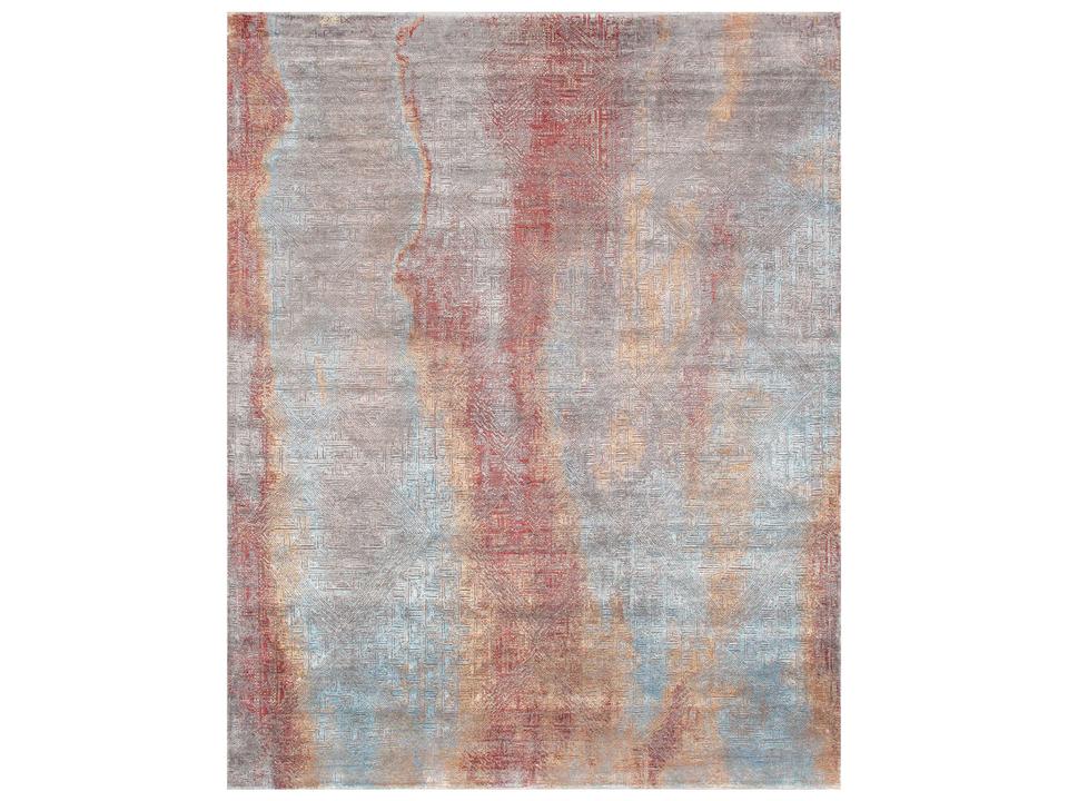 Cosmo Collection Abstract Hand-Knotted Silk and Wool Area Rug Multi