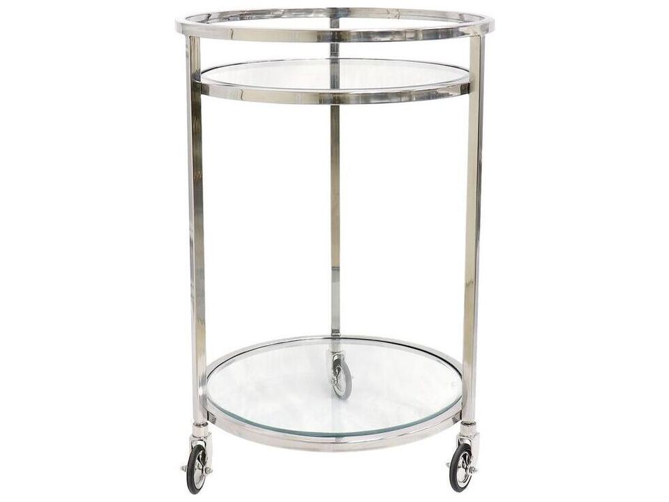 Blake Glass Stainless Steel Bar Cart in Silver Chrome
