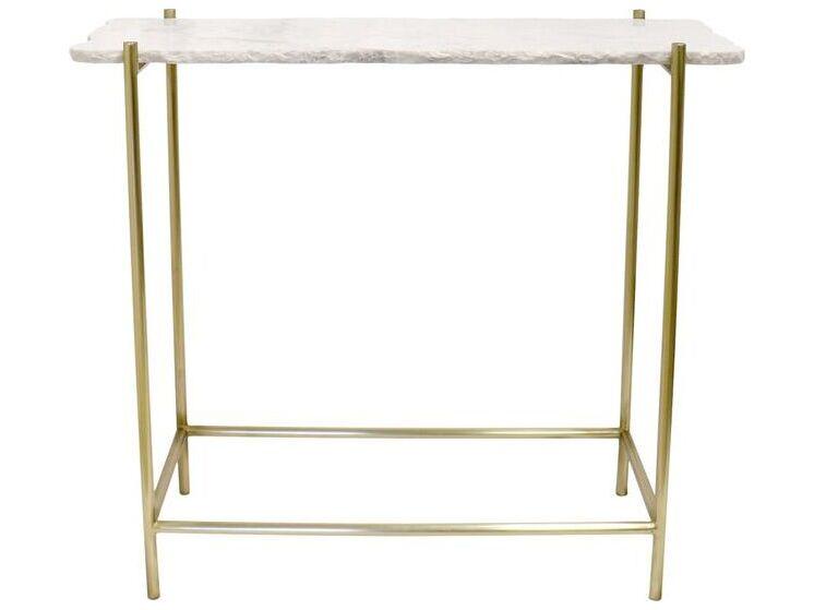 Vasto Rectangular Marble Console Table with Brushed Gold Legs