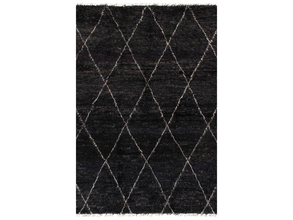 Casablanca Moroccan Hand-Knotted Wool Area Rug 8'10" x 11'1" Charcoal