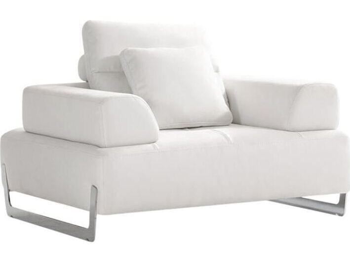Positano Ravenna White Faux Suede Accent Chair with Sliding Backrest