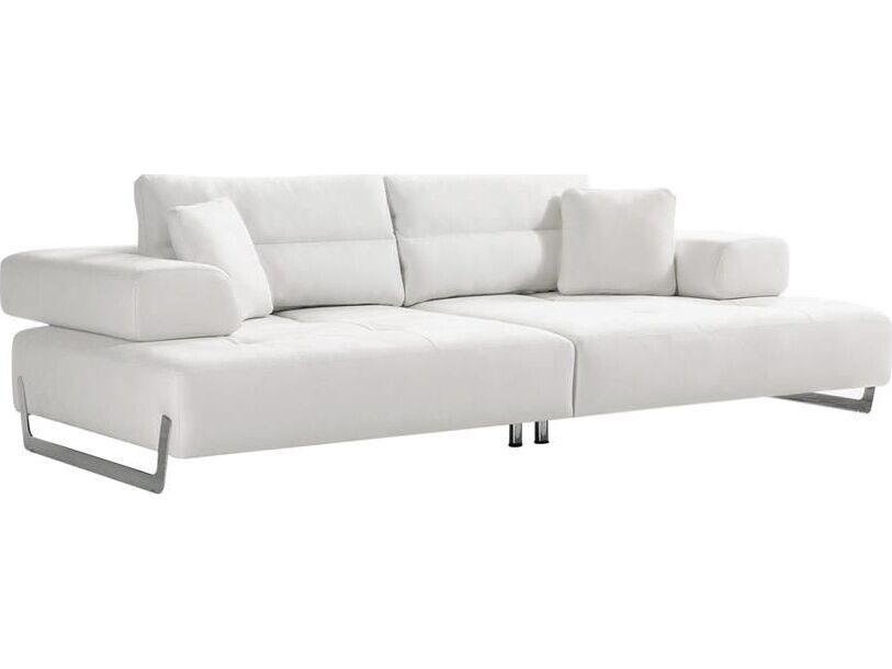 Positano Ravenna 3-Seat Faux Suede Sofa in White and Chrome