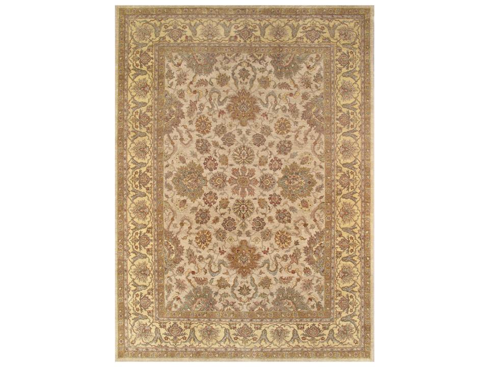 Agra Bordered Hand-Knotted Lambs Wool Area Rug